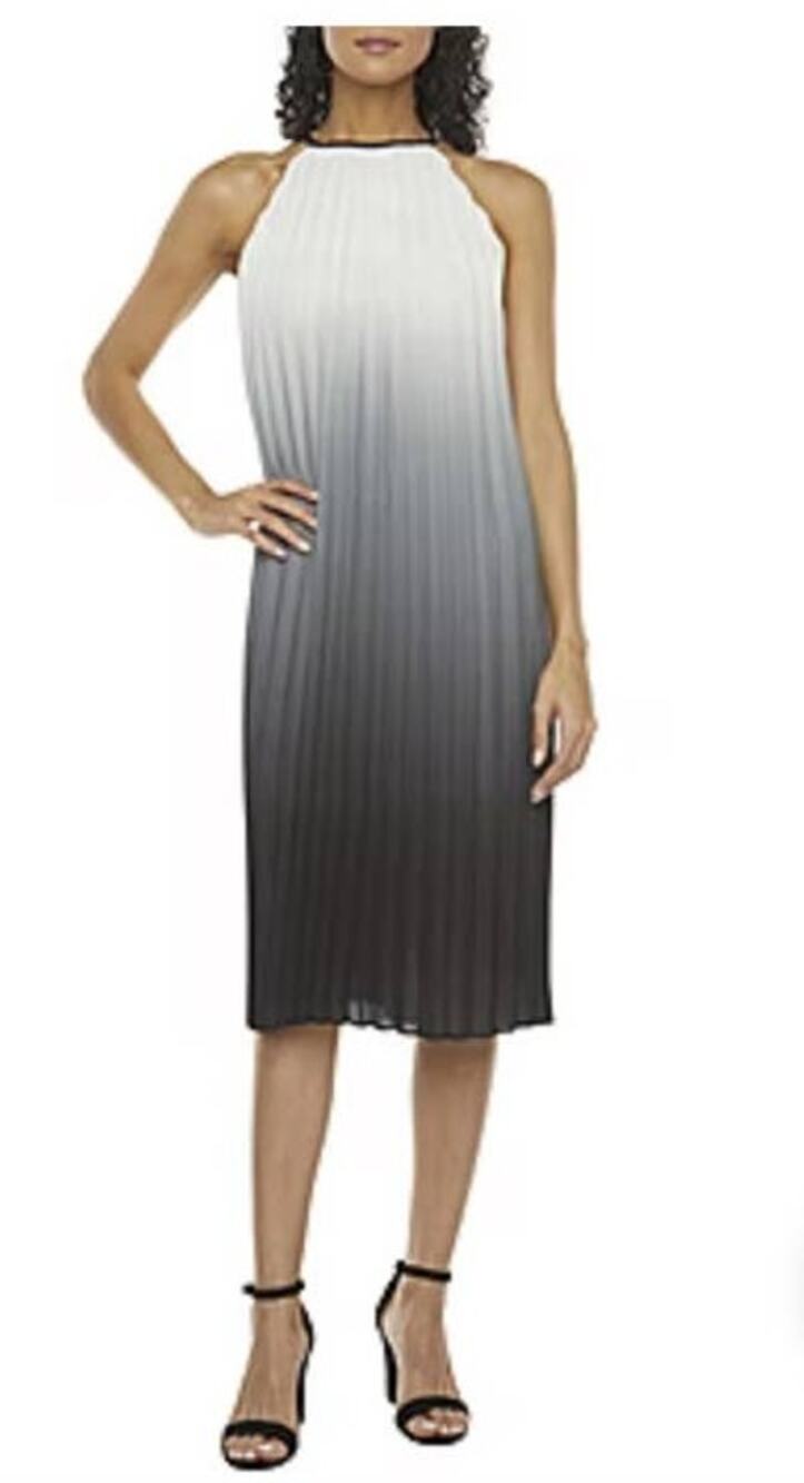 Worthington Grey Ombré Plisse Halter MIDI Dress size Small